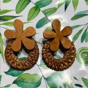 Brown Woven Flower Earrings